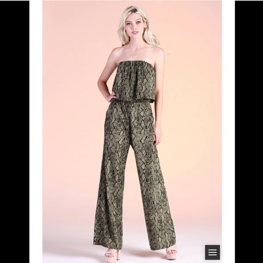 Tyche (Fab’rik) Strapless snakeskin jumpsuit
